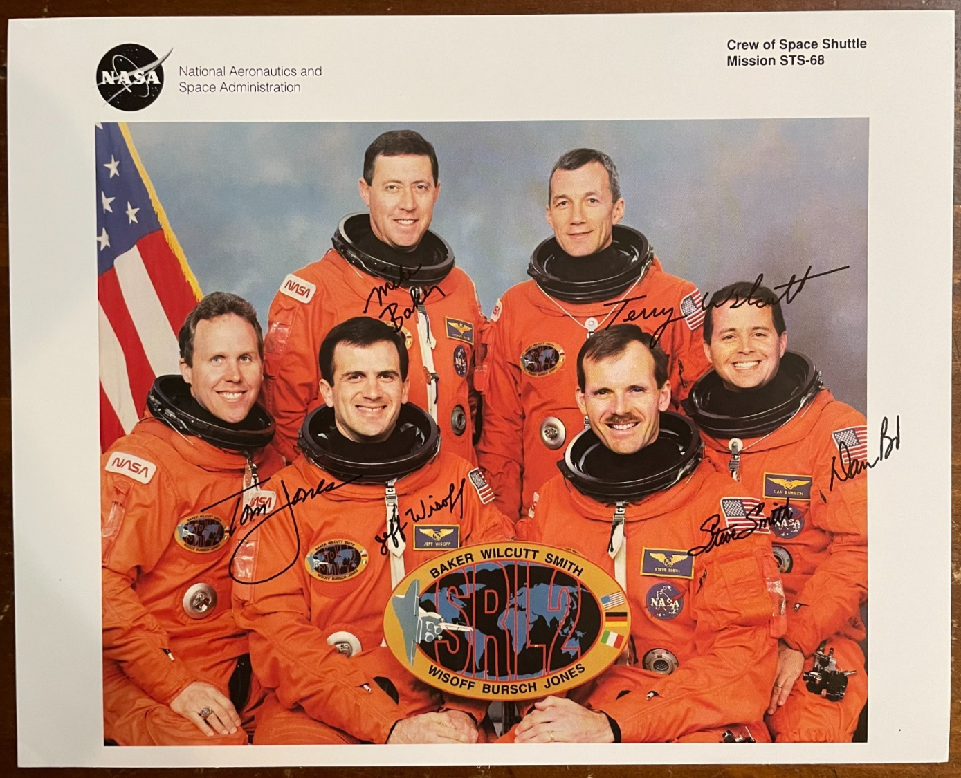NASA Mission Crew of Space Shuttle STS-68 signed 6 Autograph Signatures Lithogra
