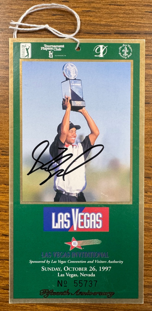 1997 Las Vegas Invitational PGA Badge Signed by Tiger Woods Tournament Pass RARE