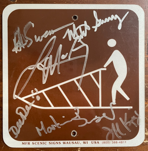 Iditarod Legends Signed Autograph 6x6 MFR Trail Sign Signed by 6 Lance Mackey +