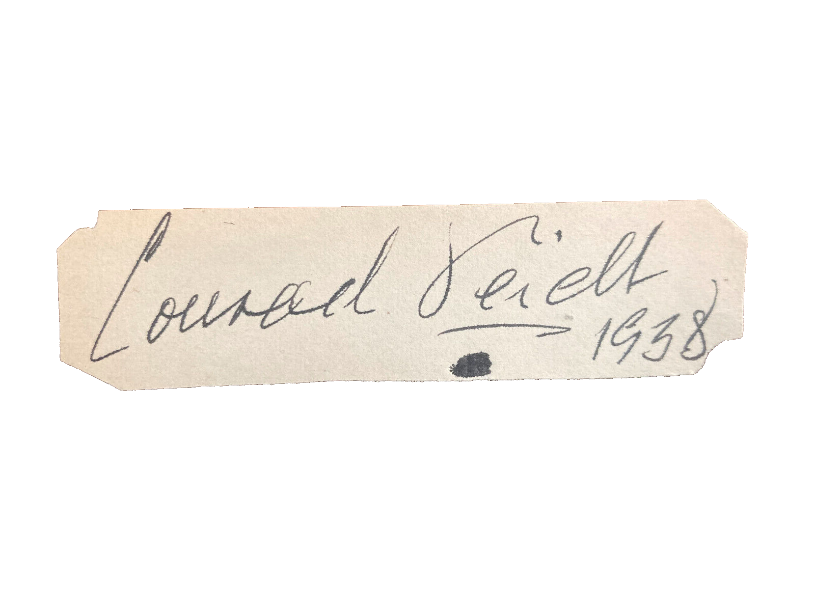 Conrad Veidt Signed Autograph Signature 3.50x.75 Vintage Cut Paper Casablanca