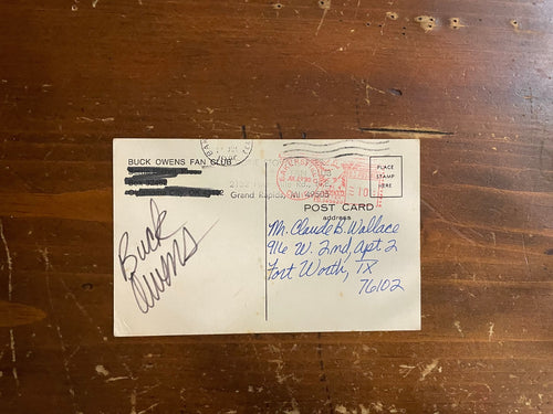 Buck Owen Signed Autograph Signature 5.5x3.5 Vintage Postcard Country Classic