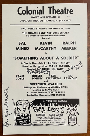 Playbill Page from Something About A soldier signed by Ken Kercheval + 2 more