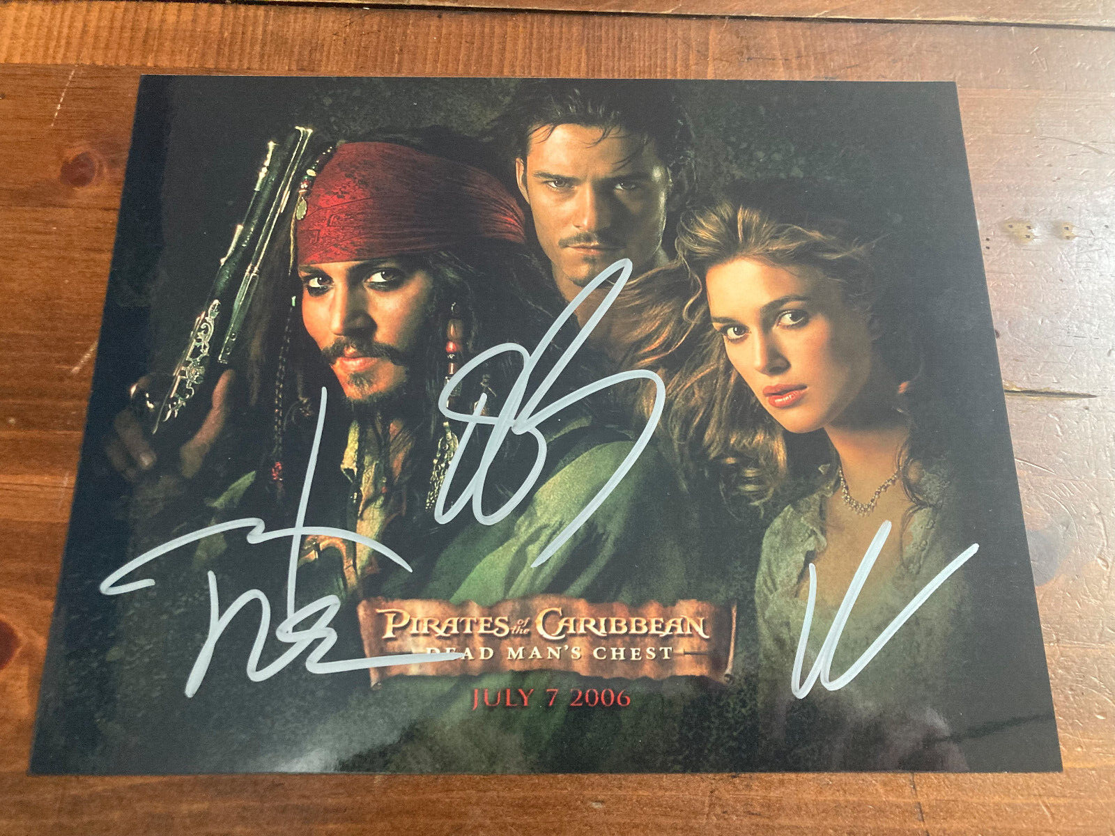 Pirates of the Caribbean Signed 10x8 Photograph - Johnny Depp, Orlando Bloom & Keira Knightley