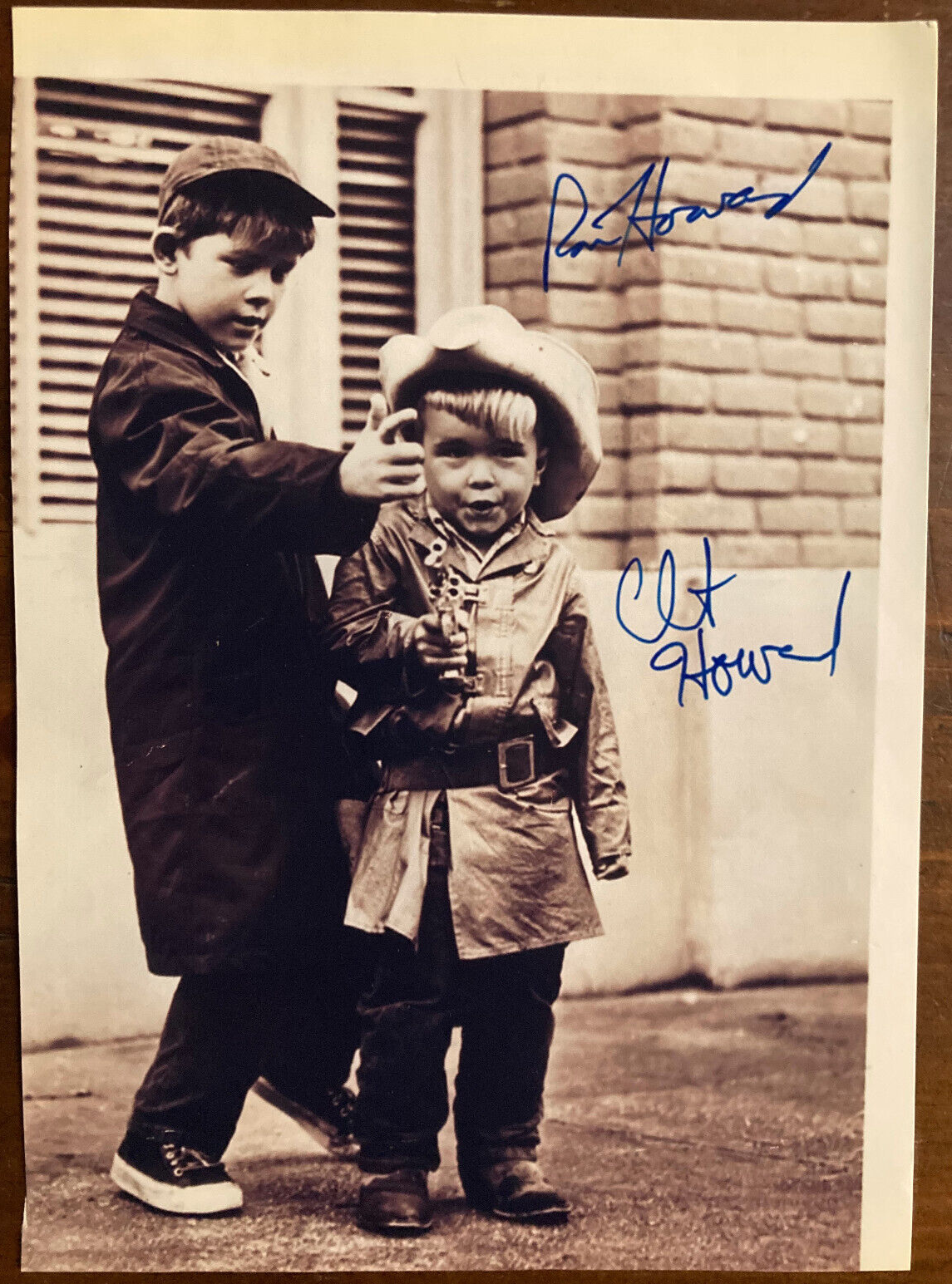Ron & Clint Howard Signed Autograph Signatures 8x10 B&W Vintage Photograph