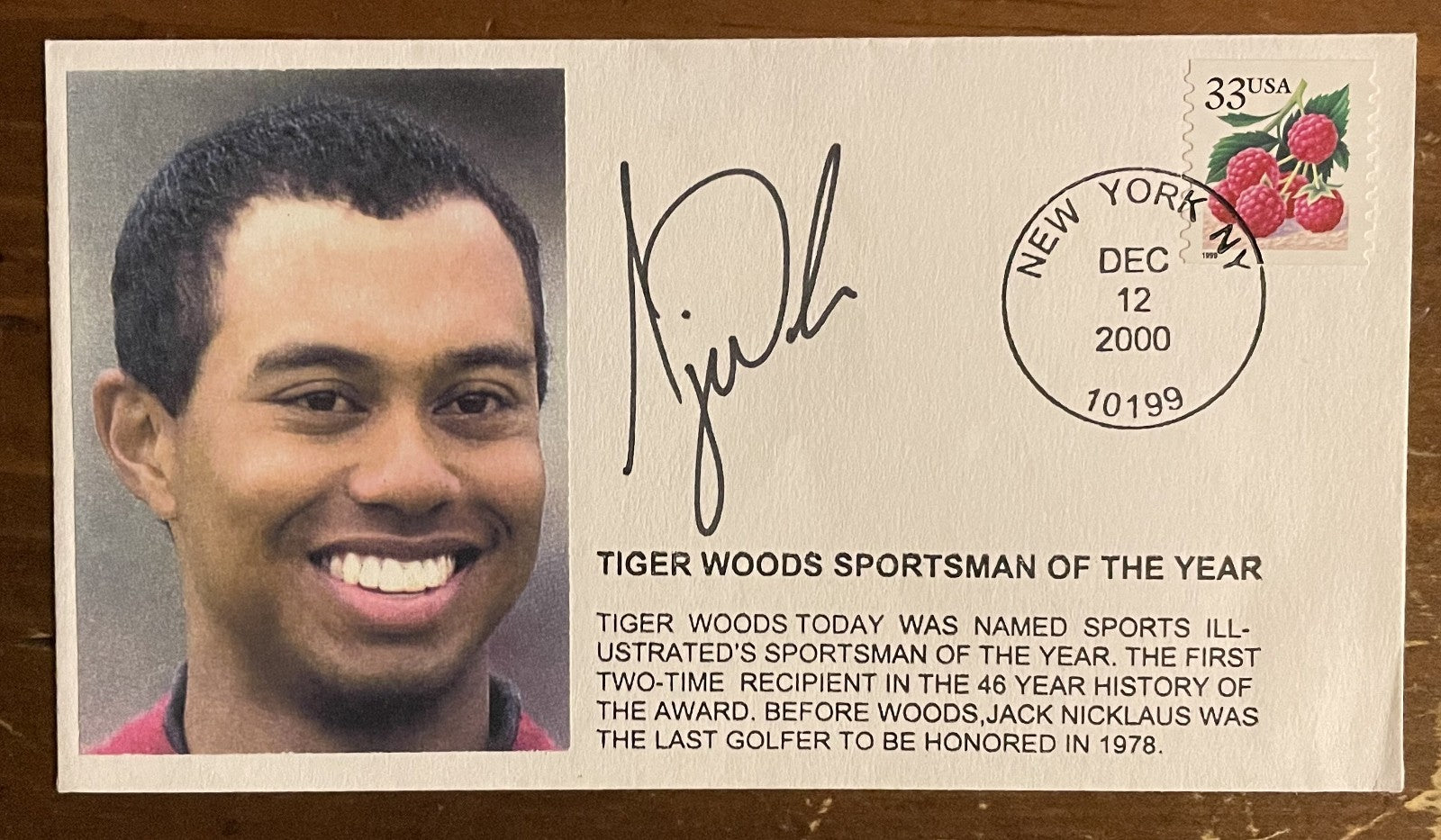 Tiger Woods Signed Autograph Signature 1st Day of Issue Collectible Envelope