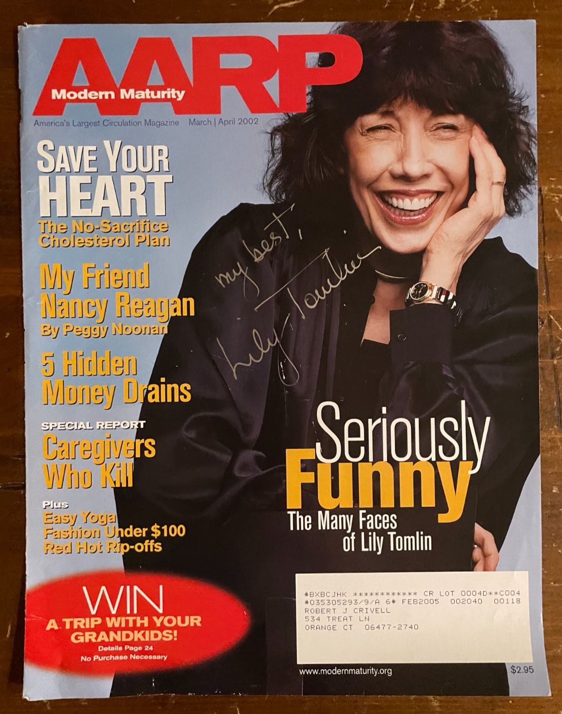 Lily Tomlin Signed Autograph Signature AARP Cut Magazine Cover