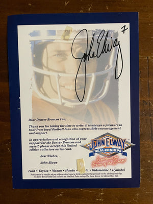 John Elway Signed Autograph Signature 5x7 John Elway Dealership Collectible Card