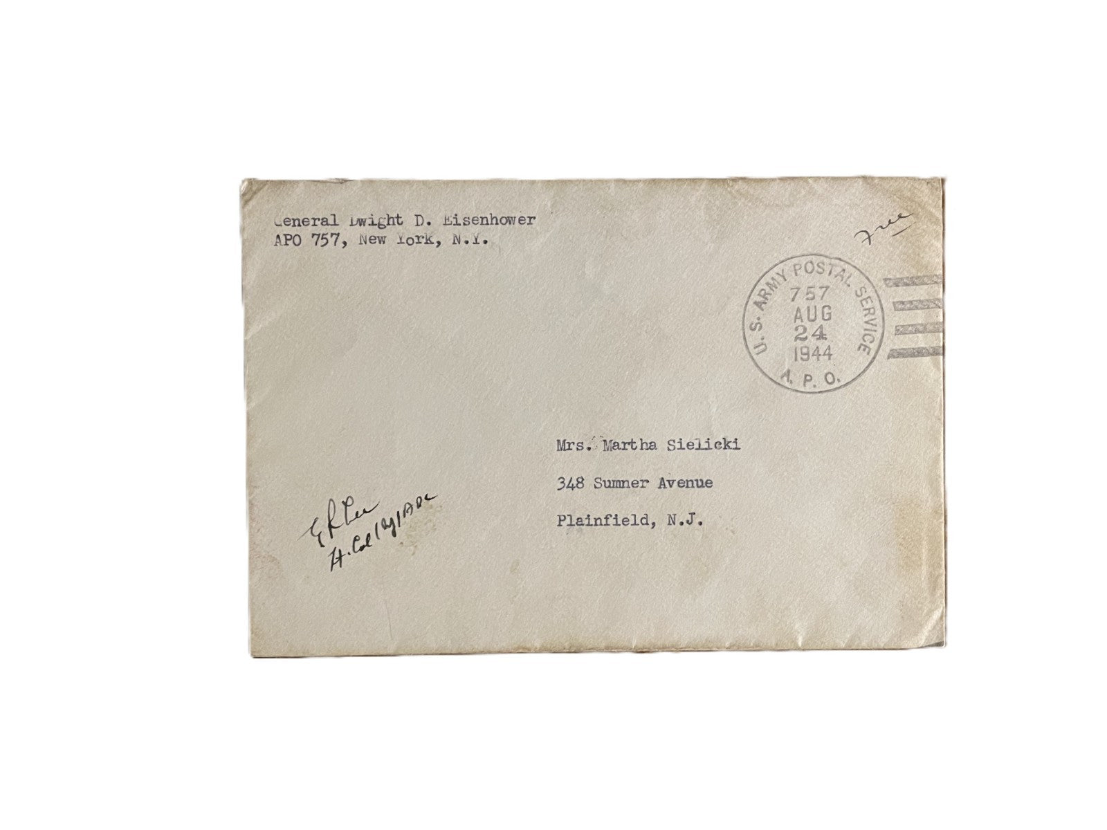 Ernest Rose Tex Lee Signed Autograph Signature 6x4 vintage Eisenhower Envelope