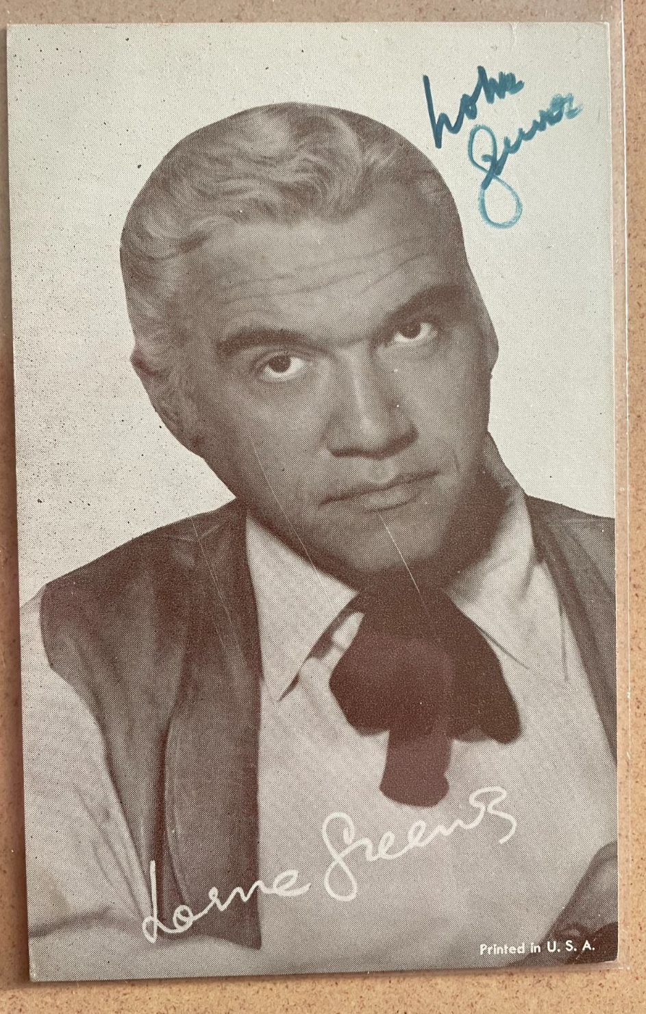 Lorne Greene Signed Autograph Signature 3.25x5.25 Vintage Stock Vintage Photo