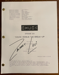 Zachary Levi Signed Autograph Signature Chuck Ep #203 Original Series Screenplay