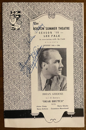 Boston Theatre Dear Brutus Playbill Signed by Harry Ellerbe, Allan Tower, Ann S+