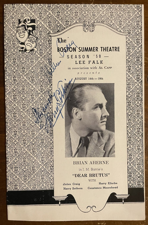 Boston Theatre Dear Brutus Playbill Signed by Harry Ellerbe, Allan Tower, Ann S+