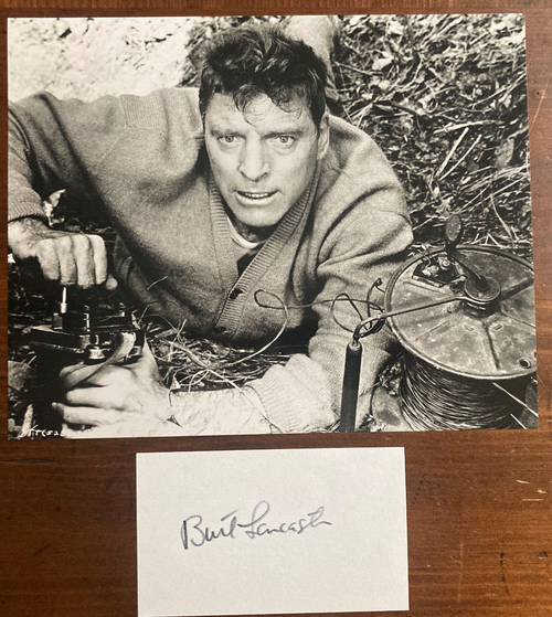 Burt Lancaster Signed Autograph Signature 3x5 Index Card - w/ Vintage Photograph