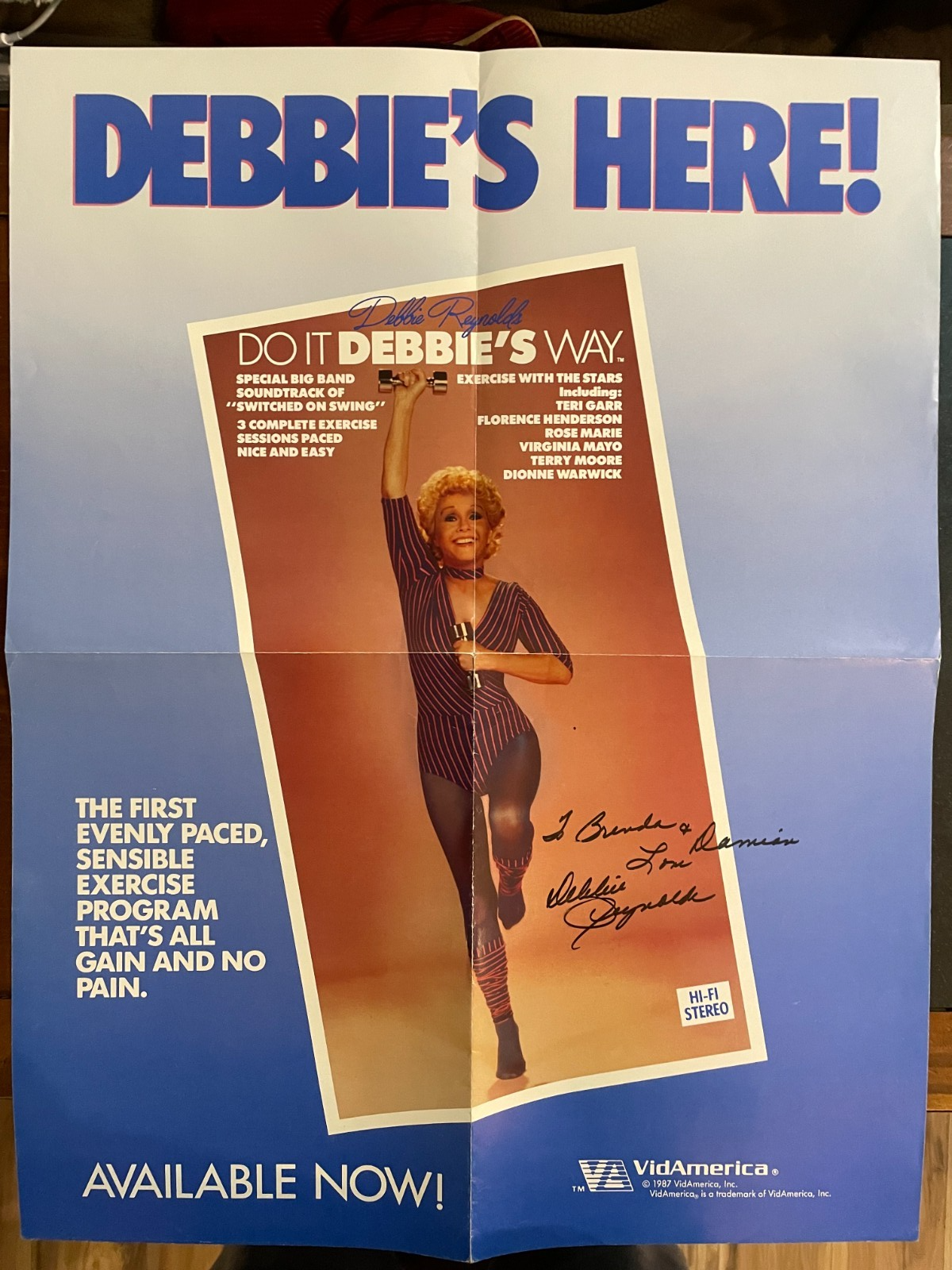 Debbie Reynolds Signed Autograph Signature Official Workout Video Promo Poster