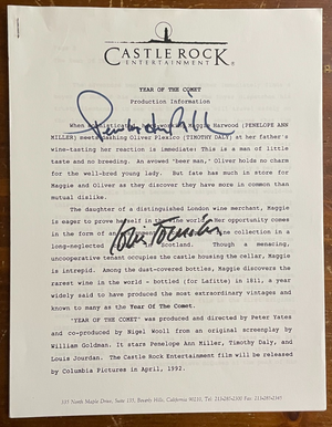 Penelope Ann Miller & Louis Jourdan Signed Year of the Comet Castle Rock Origin.