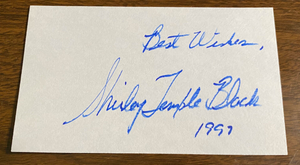 Shirley Temple Black Signed Autograph Signature on 3x5 Vintage Index Card