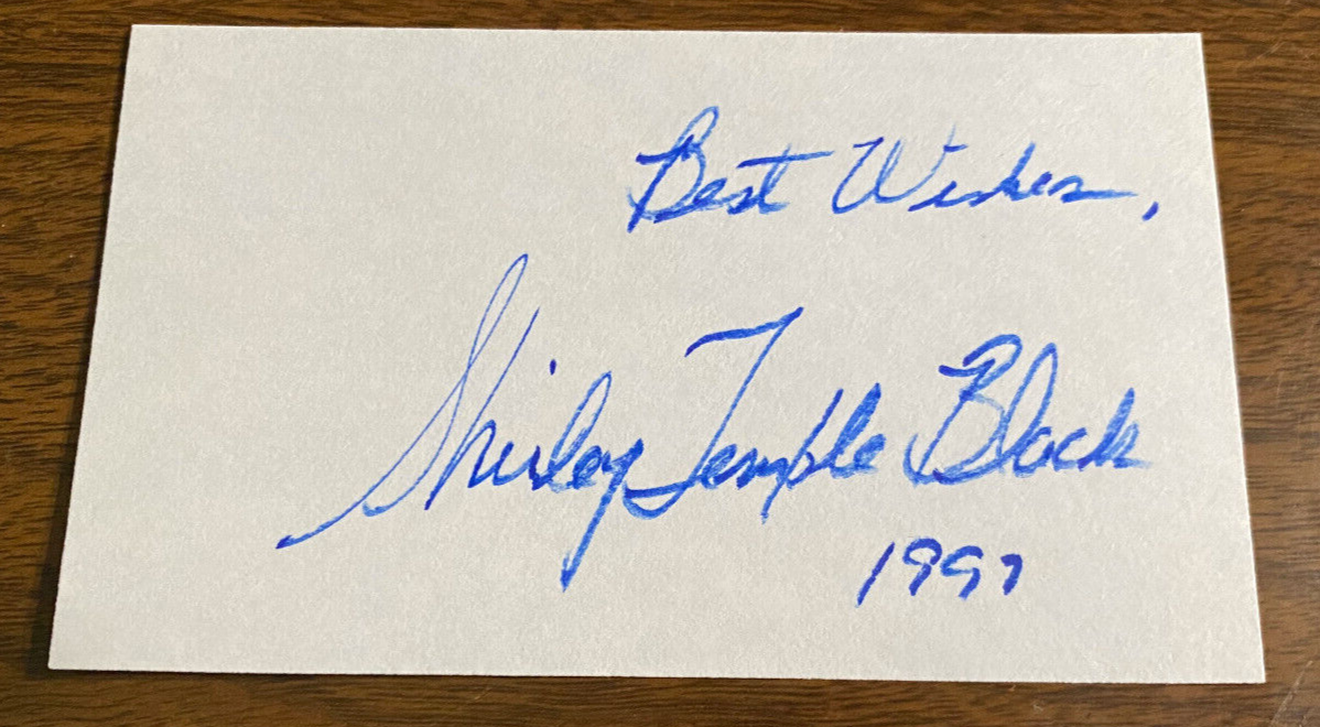 Shirley Temple Black Signed Autograph Signature on 3x5 Vintage Index Card