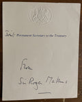 Baron Roger Makins Signed Autograph Signature 3.25x4 Official Government Paper