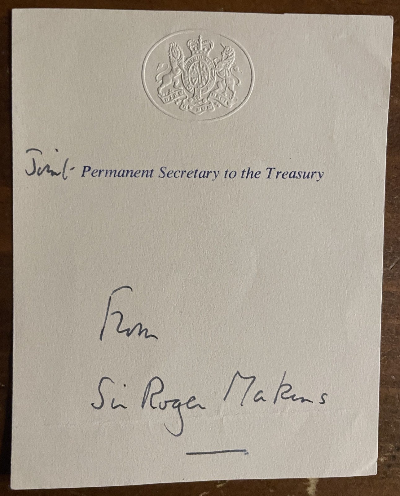 Baron Roger Makins Signed Autograph Signature 3.25x4 Official Government Paper