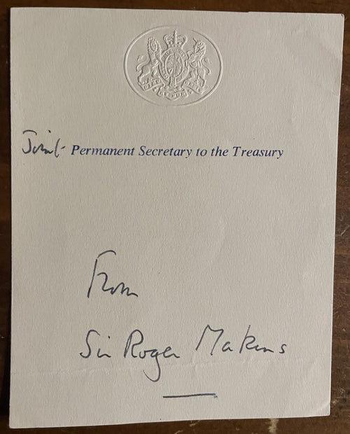Baron Roger Makins Signed Autograph Signature 3.25x4 Official Government Paper
