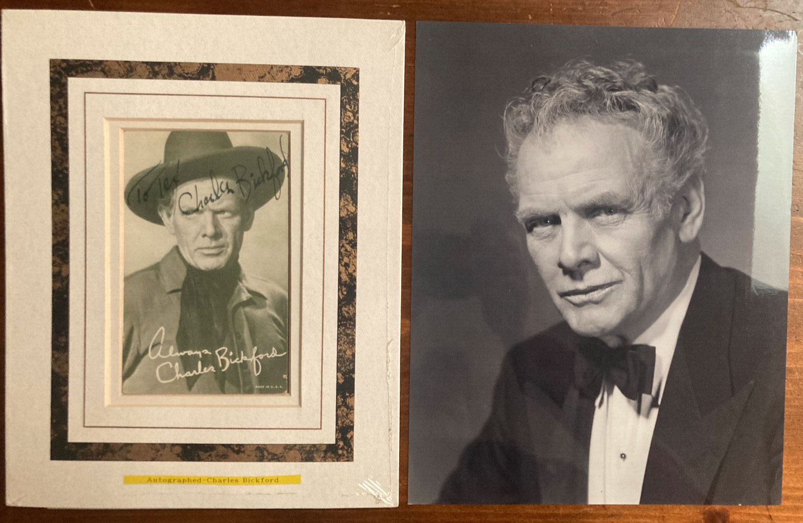 Charles Bickford Signed Autograph Signature 8x10 Matte Framed Vintage 3x5 Photo