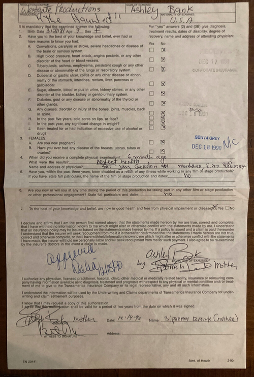 Ashley Bank Signed Autograph Signature 8.5x12.5 Set Physical for The Haunted