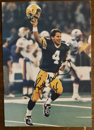 Brett Favre Signed Autograph Signature 4.25x6 Color Glossy Fan Postcard
