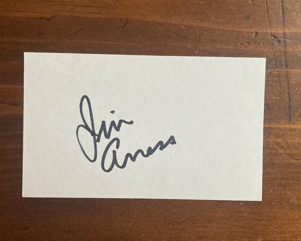 Jim Arness Signed Autograph Signature 3x5 Index Card Gunsmoke