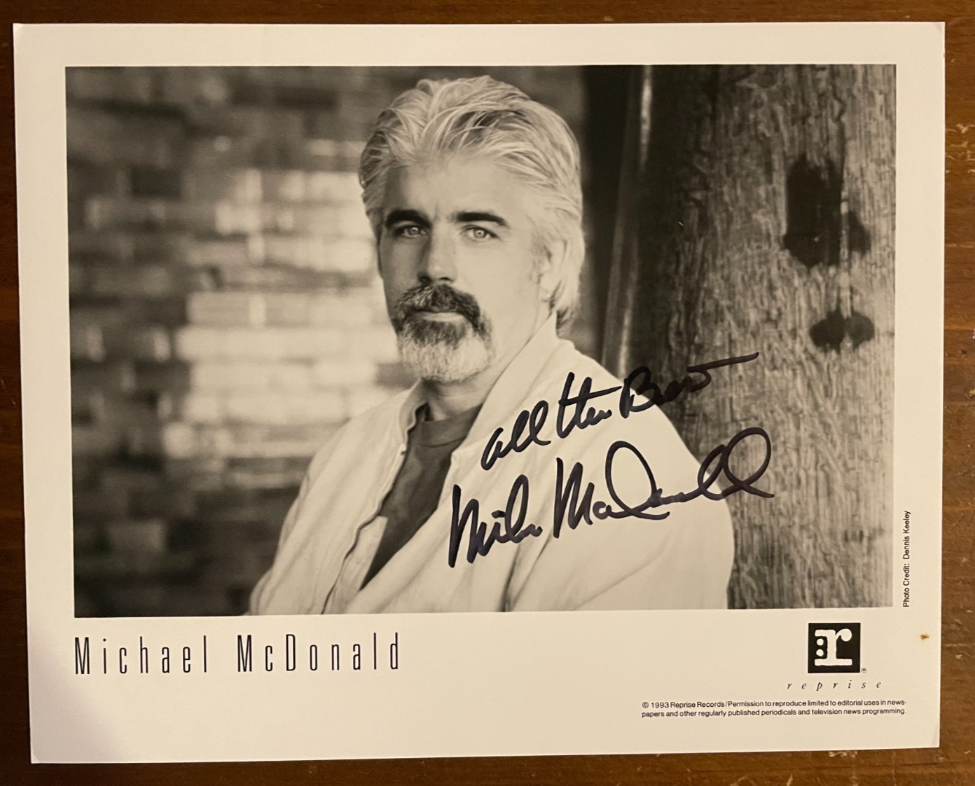 Michael McDonald Signed Autograph Signature 8x10 B&W Glossy Photograph