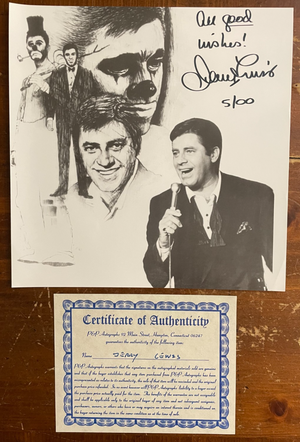 Jerry Lewis Signed Autograph Signature 8x8 B&W Glossy Photograph with COA