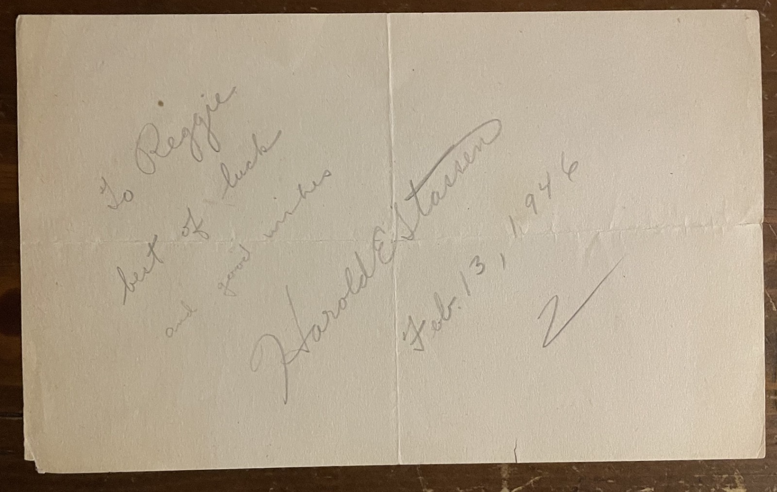 Harold E Strassen Signed Vintage 9x5.5 Vintage Paper Youngest Minnesota Governor