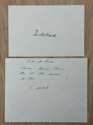 F.W. de Klerk Signed 4x5 Photo w Envelope ?outh Africa President Autograph