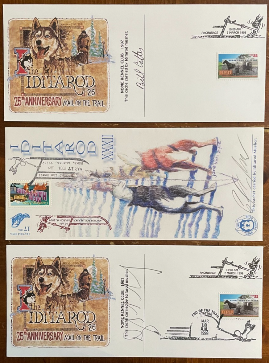 Iditarod Legends Signed Lot Doug Swingley, Bill Cotter, Paul Gebhardt 1st Day Is