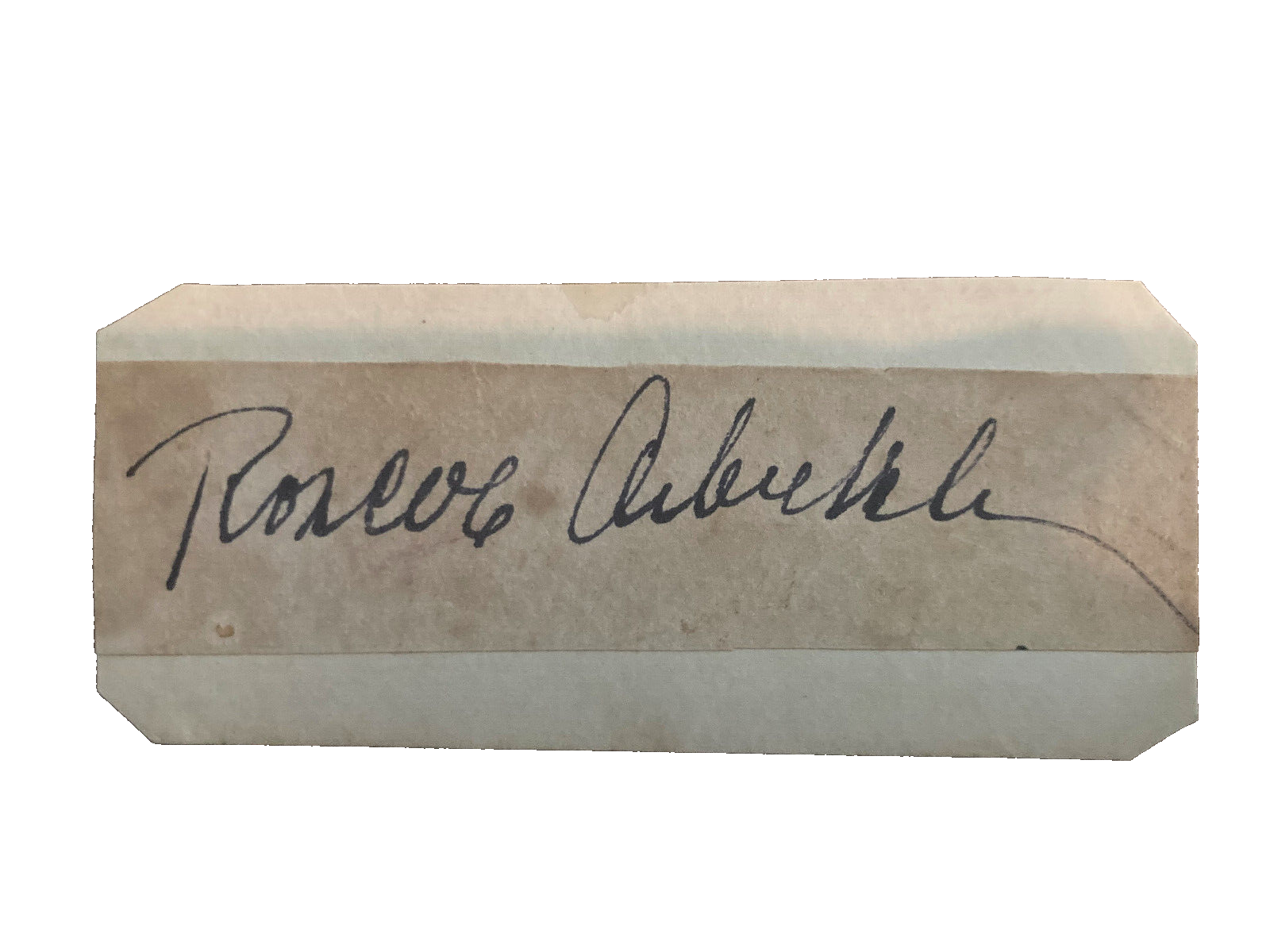 Roscoe Fatty Arbuckle Autograph Signature 3.25x1.5 Vintage cut Silent Film