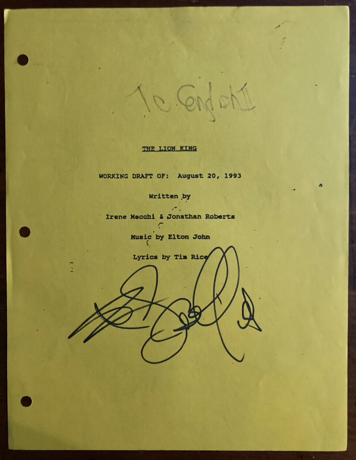Ernie Sebella Signed Autograph Signature 8.5x11 The Lion King Cover Script Pumba