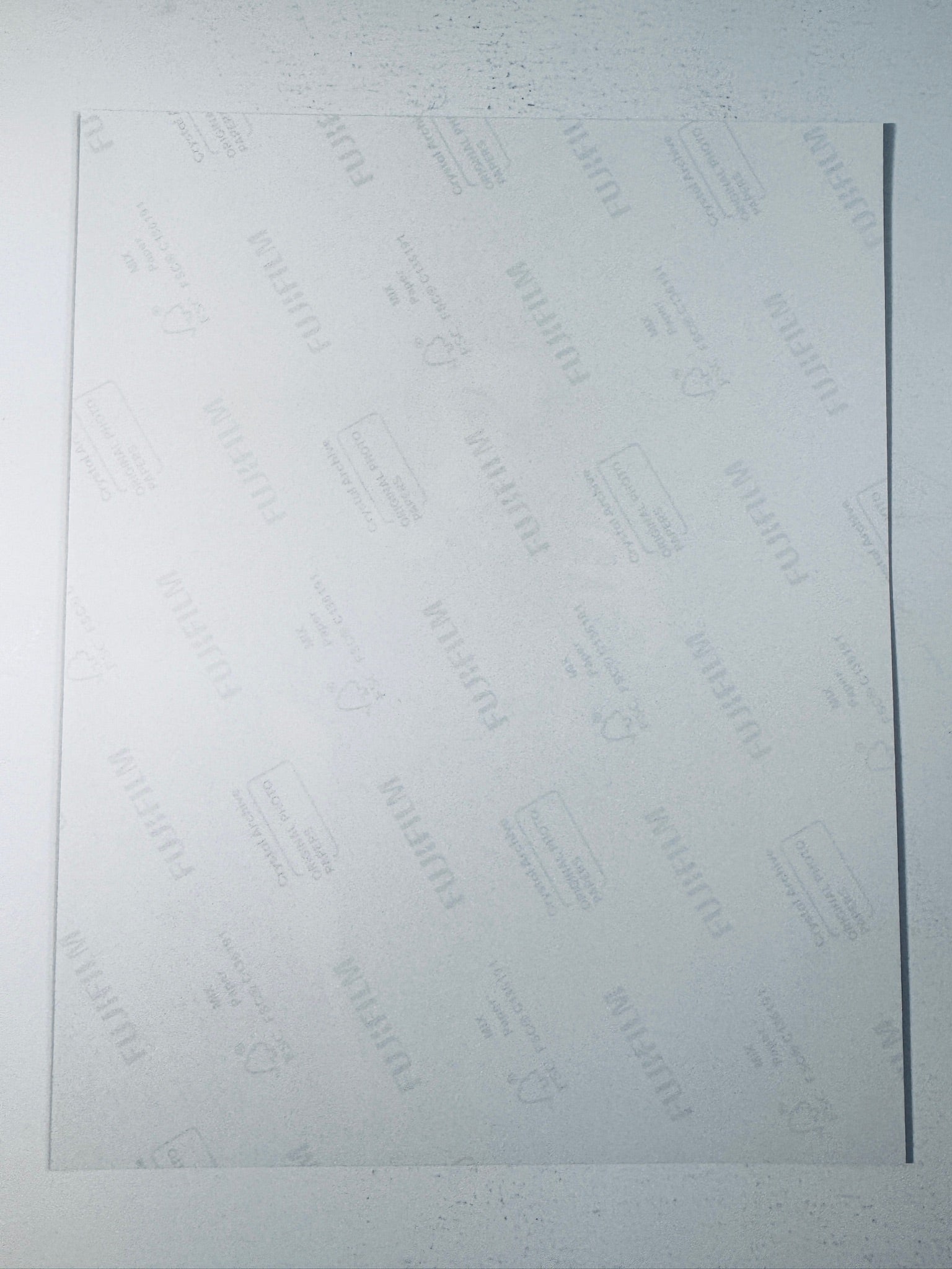 Back of the Fujifilm photographic paper showing the reverse side condition and paper branding for the Sabrina Carpenter signed collectible.