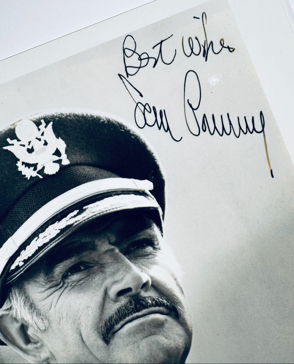 Closeup of Sean Connery autograph on Presidio signed 8x10 photo