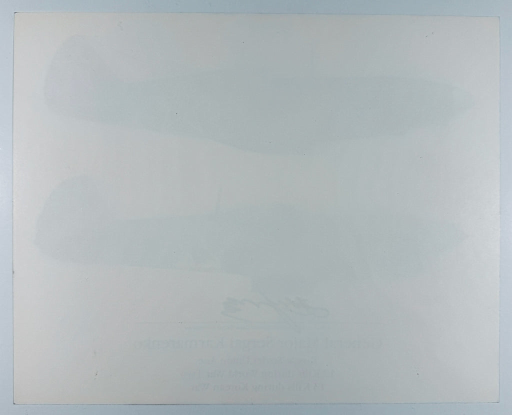 Back of Sergei Kramarenko WWII ace fighter pilot signed 10x8 photograph