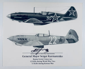 Sergei Kramarenko Signed Autograph Signature 10x8 Ace Fighter Pilot WWII Photo