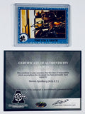 Steven Spielberg signed vintage E.T. trading card front with COA view
