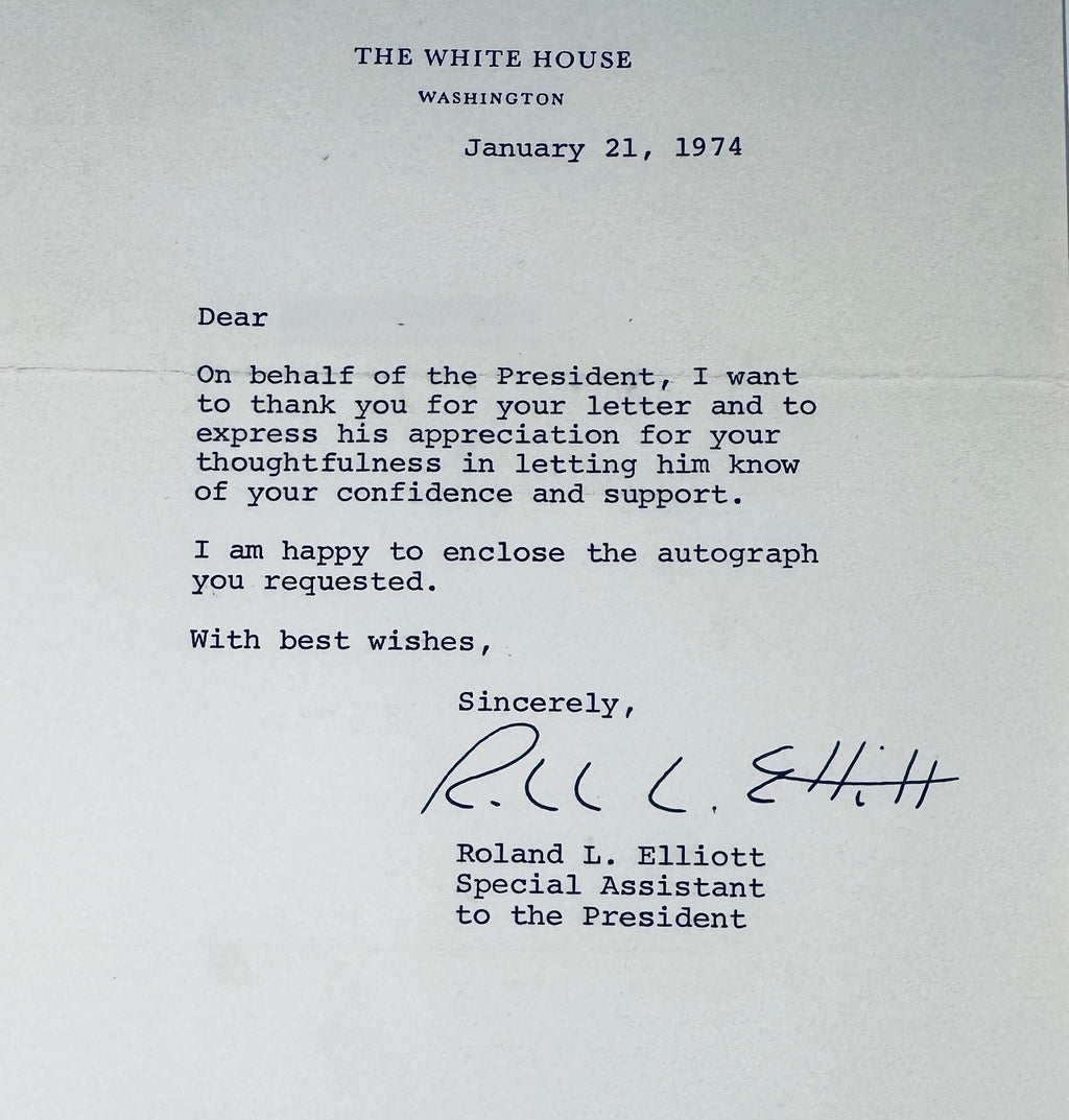 Richard Nixon 1974 White House Signature Card & Letter Set